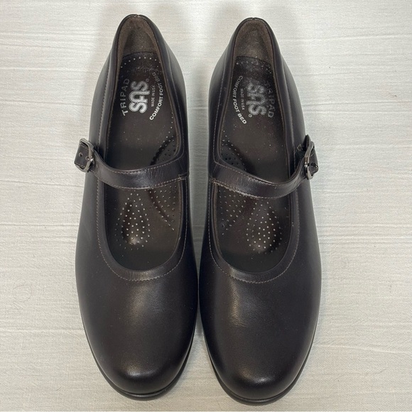 SAS NWOT Maria Comfort Mary Jane Buckle Flats Shoes-Brown Leather-Women 8 Narrow - Picture 3 of 10